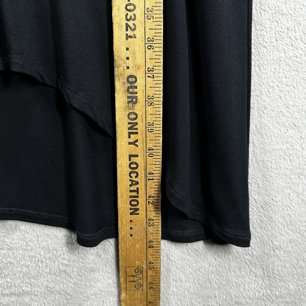 Eileen Fisher Black Jersey Knit Midi Dress Sz S Stretch Minimalist High Low Hem - Picture 5 of 7